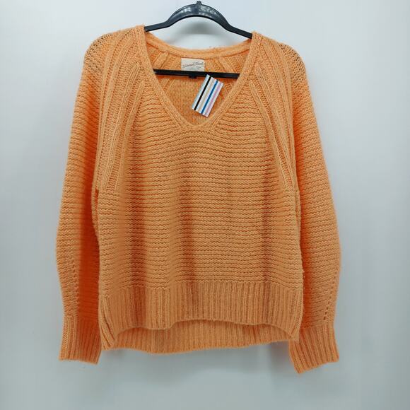 Universal Thread Goods Co. Casual Sweater Womens Orange Knit V-neck Long Sleeve - Picture 1 of 14